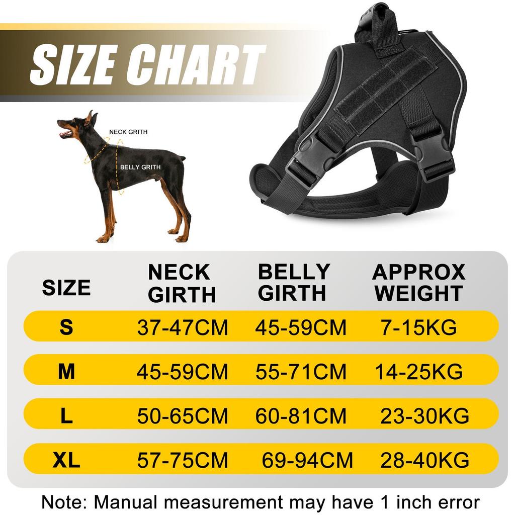 Tactical Anti-Pull Dog Harness & Leash for Medium to Large Breeds - Ideal for Border Collies & Golden Retrievers