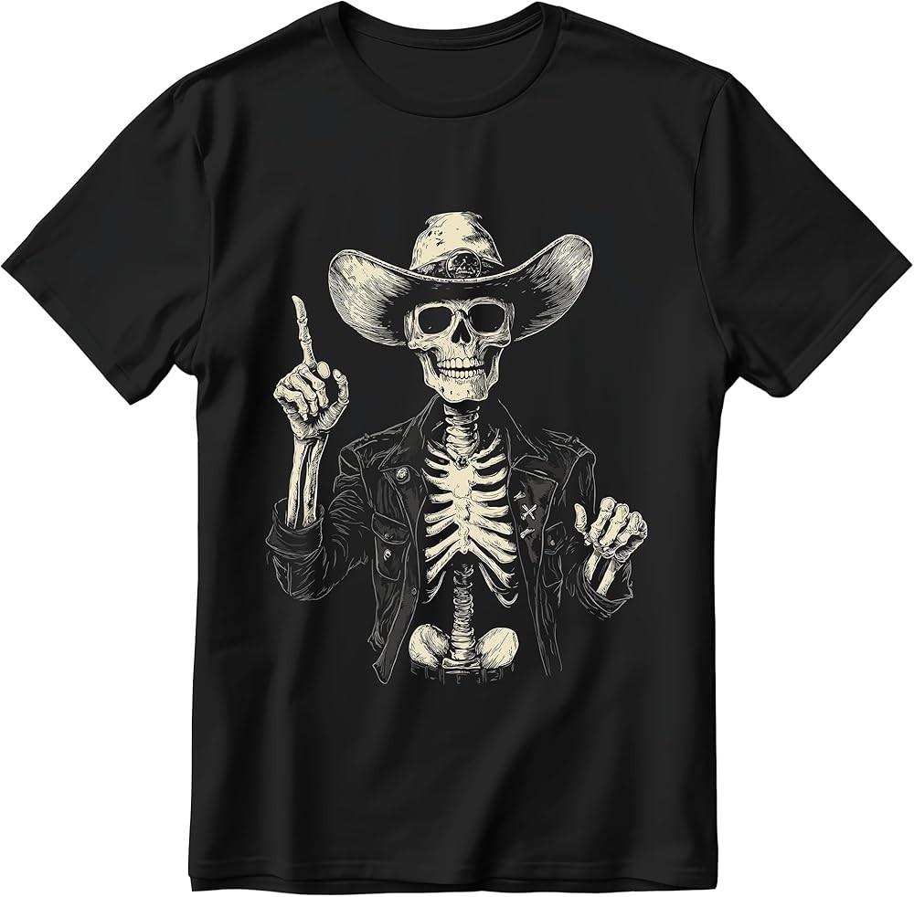 Cowboy Skeleton Cool Shirt Retro Howdy Shirt for Men Women Western Skeleton Grap Unisex T-Shirt XXL