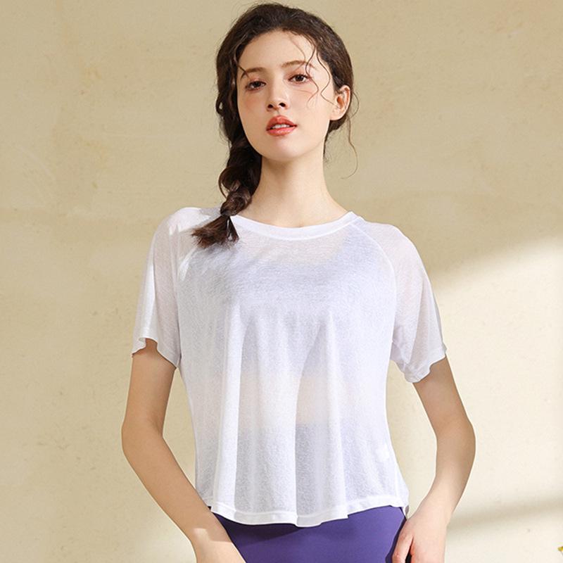 

Женский летний топ с коротким рукавом для йоги Lulu - Бег, Пилатес, Фитнес, Свободная накидка Extra Large