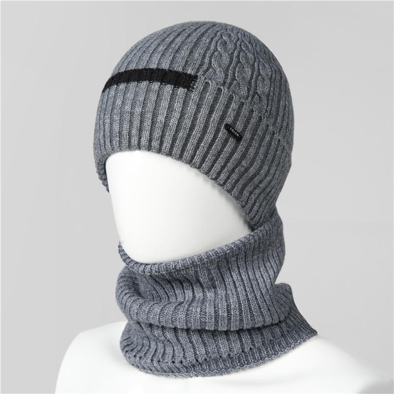 Wool Hat Men's Winter Warm and Cold-proof Fleece Headgear Fleece Thick Cotton Winter Knitted Hat