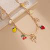 Cherry Pendant Trendy Women's Stainless Steel Jewelry Aesthetic Necklaces Dopamine Woman Choker Accessories for Girls Sweet Neck