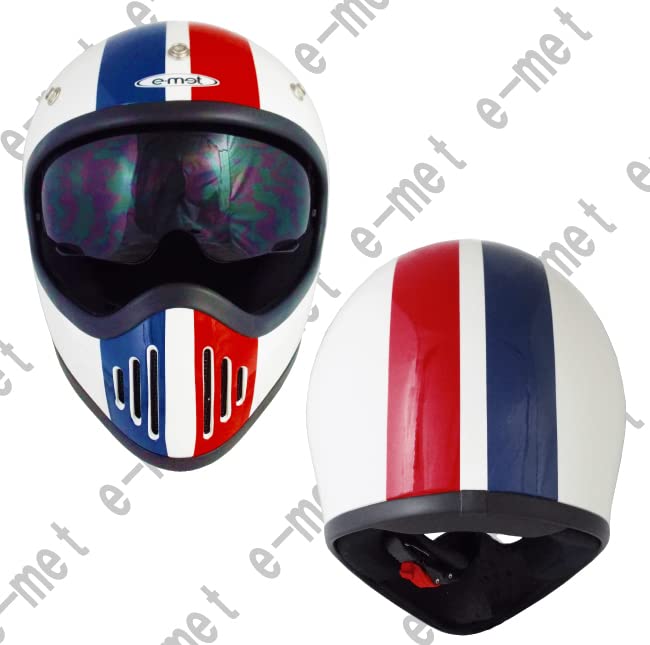 Helmet Shop Motorcycle Helmet Vintage Retro FREE E-MET EFV-15 58-59cm (Tricolor)