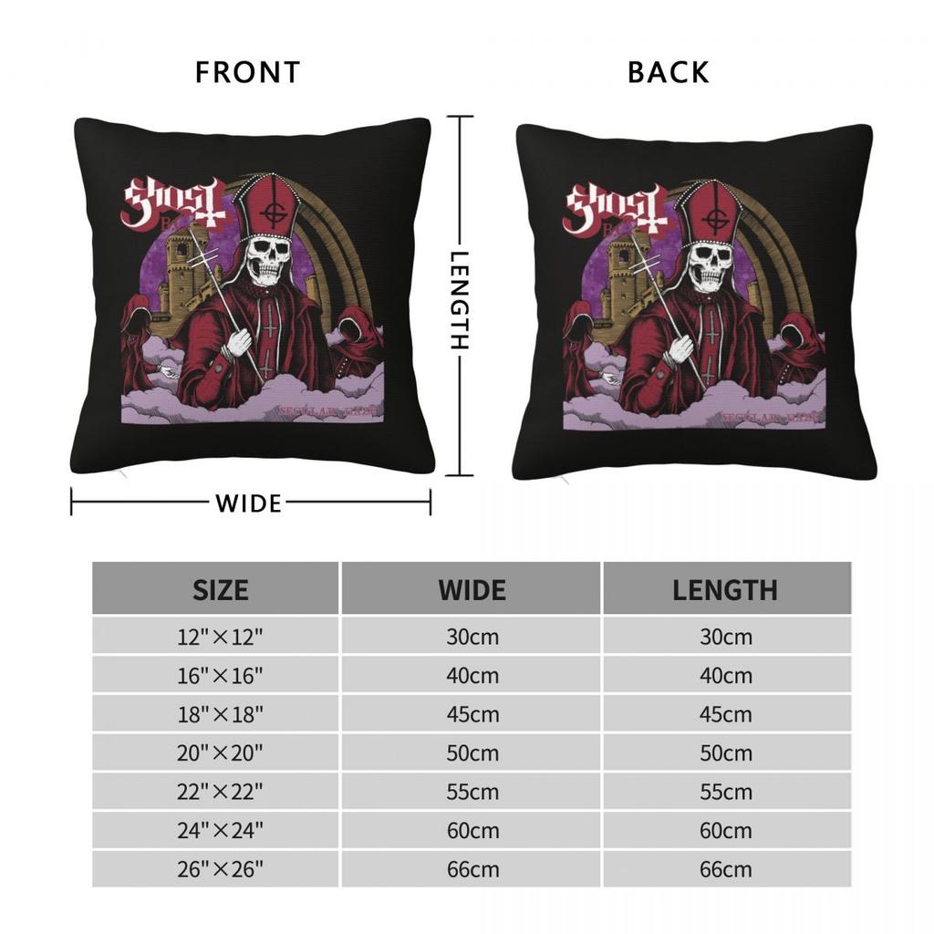 Rock Band Ghost BC Square Pillowcase Cushion Cover Pillow Case Throw Pillow Cover for Home Bedroom Car