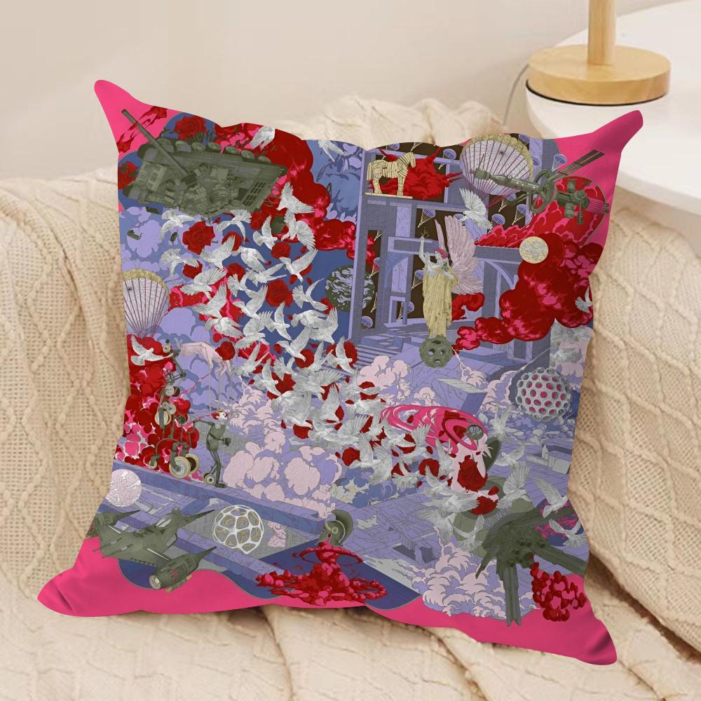 Cambodian Buddha Print Cushion Cover Soft Plush Fabric DoubleSided Printed Sofa Cushion Cover for All Seasons Home Decor Gift