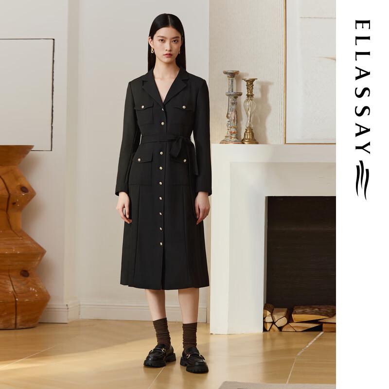 ELLASSAY Merino Wool Single-Breasted Long Sleeve Dress