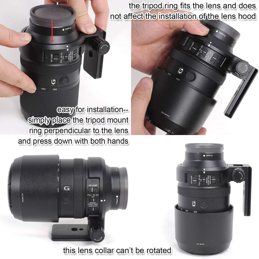 Tripod mount lens support tripod mount ring for the Sony G OSS telephoto zoom lens with quick release plate on the bottom and and screw holes ring,