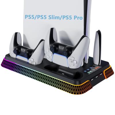 Vertikaler Ständer für PS5 Slim PS5 PS5 Controller Ladeständer mit Kühlung Simultane Ladeanzeige RGB PS5 Kompatibel mit Slim Versionen