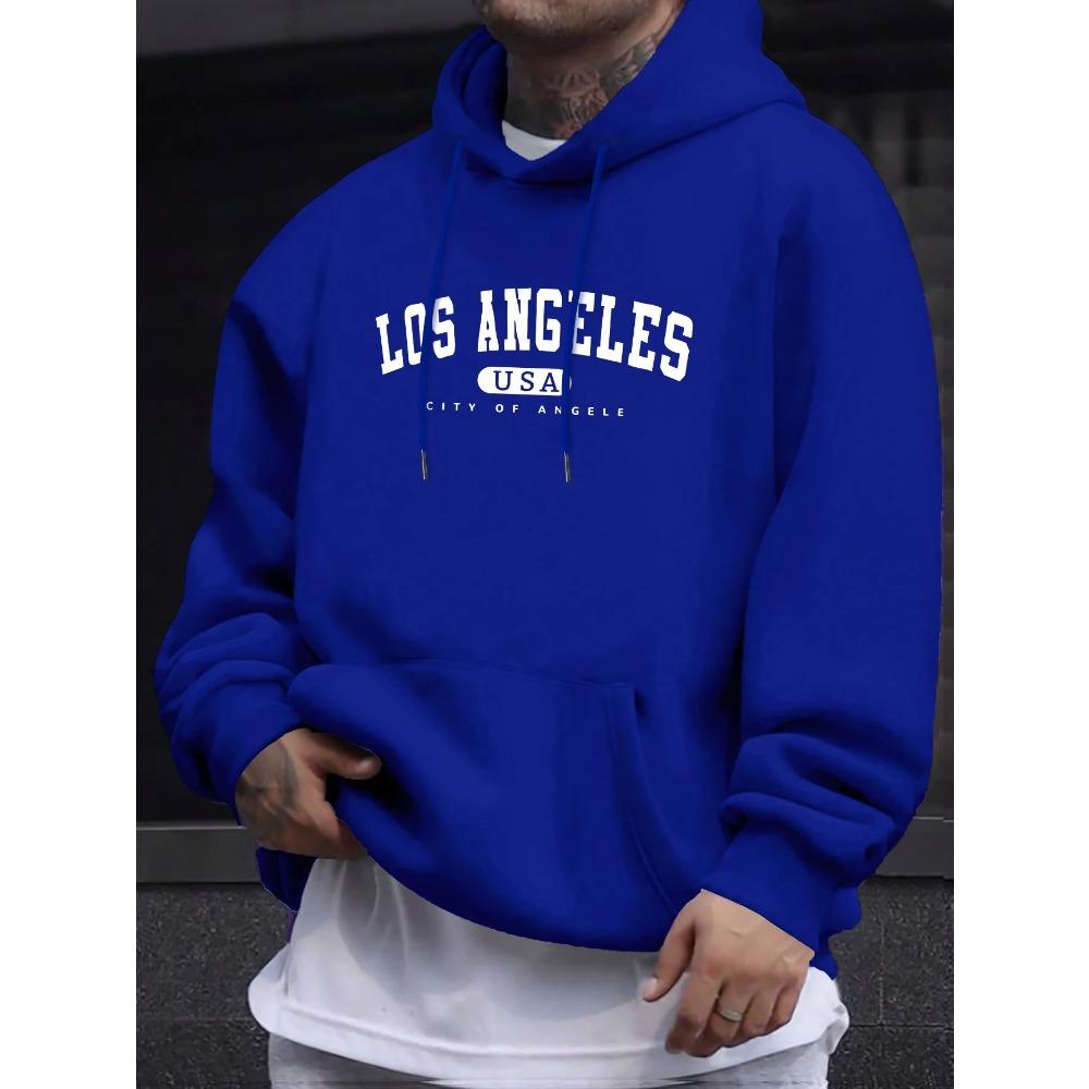 Los Angeles Usa Print Men_s Long Sleeve Drawstring Print Hoodies Tshirt COTTON For Men Casual Autumn Winter