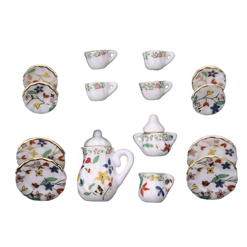 Mini Ceramic Tea Set Perfect Play Toy for Kids - Miniature Food Dishes Cups Plates For Children Tea Cups