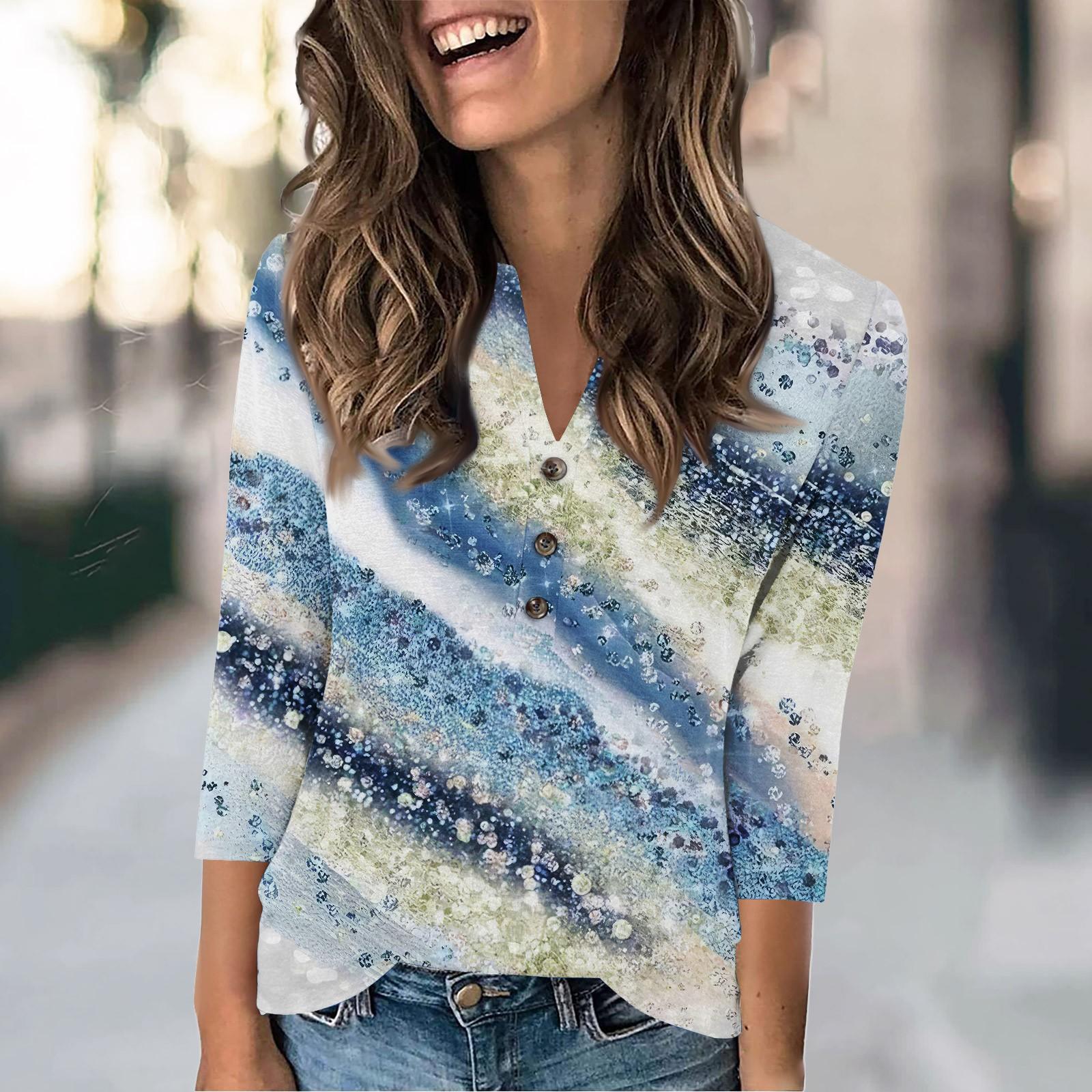 

Женская мода повседневный свободный топ с рукавом 3/4 и круглым вырезом XXXL розовый