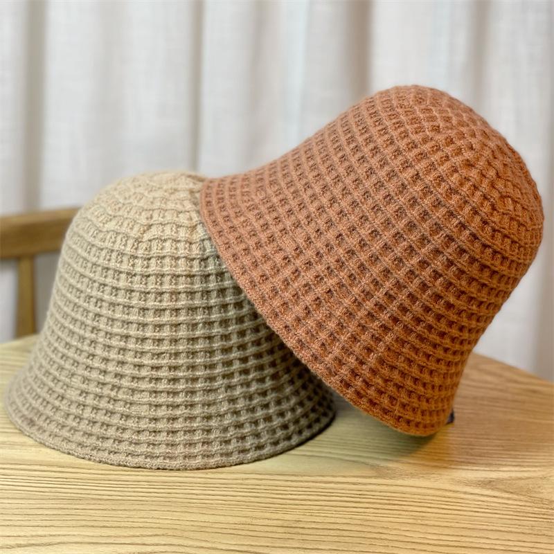 Knitted Bucket Hat Women's Autumn and Winter Solid Color Wool Hat Warm Bucket Hat Fashion