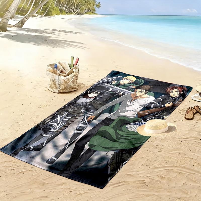 Attack on Titan 2D Flat Print Beach Towel, Large Soft Quick Dry Towel for Beach Camping Swimming.NSTJ0928381