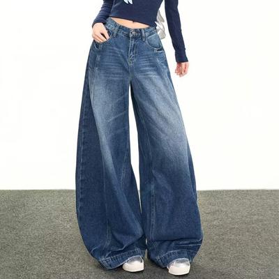 Women Barrel Jeans Casual Baggy Wide Leg Jeans High Waist Boyfriend Denim Pants Vintage Loose Stretchy Streetwear