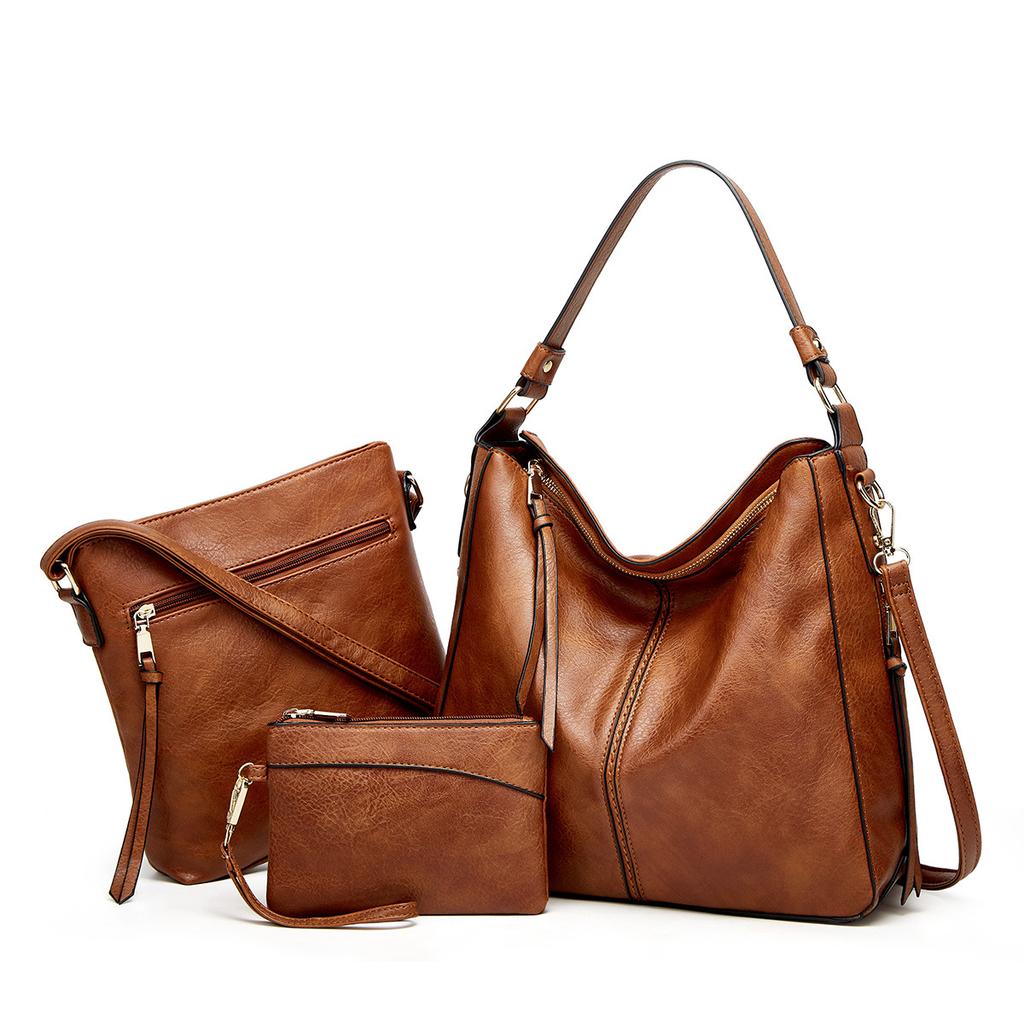 2022 Women's PU Handbag Set: European & American Style Crossbody and Shoulder Bag Trio