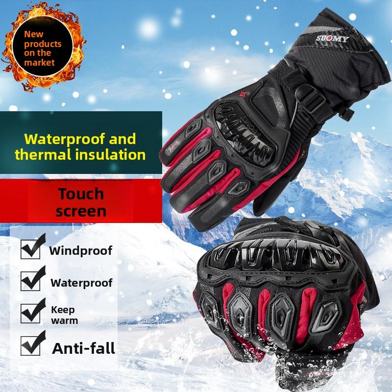 Motorcycle Waterproof Warm Winter Riding Gloves Locomotive Rider Anti-drop Off-road Thickened Long Gloves Men