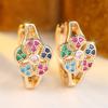 Trendy Rainbow Zircon Round Cute Flower Hoop Earrings For Women Vintage Gold Silver Color Ear Buckle Wedding Party Jewelry Gift