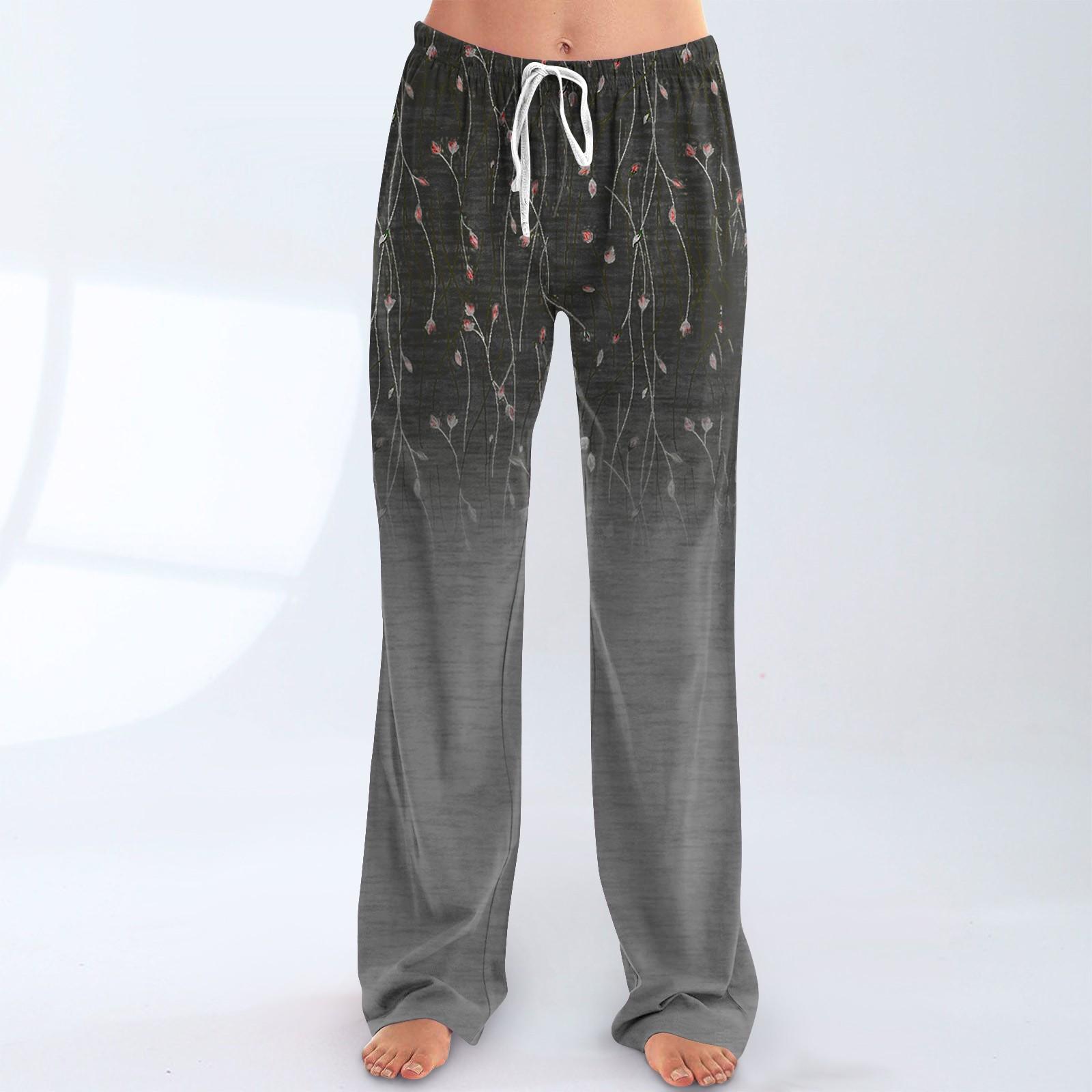 

Женские пижамные штаны, одежда для сна, повседневные брюки с эластичной резинкой на талии, удобные прямые свободные брюки для йоги XXXL
