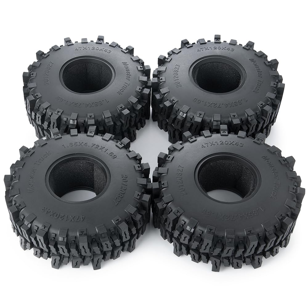 120mm 1.9 Rubber Rock Tires Wheel Tires for 1/10 RC Rock Crawler SCX10-AXI03007 (4 Pieces)