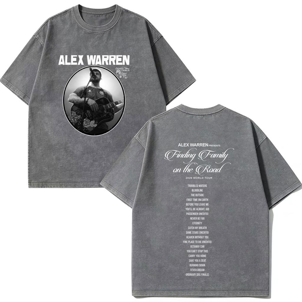 Alex Warren 2026 Tour Graphic Merch Vintage Washed T Shirt Men Women Hip Hop Fashion Tshirts Short Sleeve Cotton Loose T Shirts