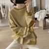 Women's Spring and Fall Loose Round Neck Sweatshirt Plus Size Head Set Striped Age Reduction Jacket