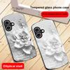 Blooming Blue Flowers For iPhone 17 16 15 14 13 Plus 12 Mini 11 Pro Max XR Xs Max X 7 8 6S 22 20 Elliptical Glass Phone Case