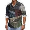 Men's Loose Fit Long Sleeve Shirt with Classic Collar Halloween Print Vintage Casual Button Down Shirt for Spring Autumn Daily Wear