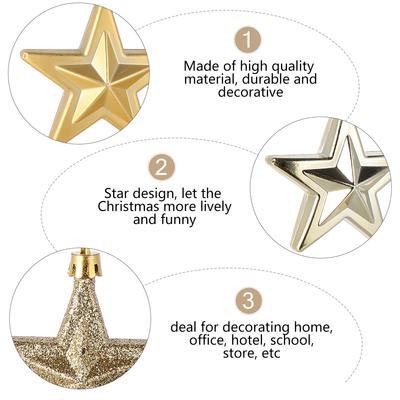 18pcs Christmas Five-Pointed Star Decorations Hanging Ornament For Home Hotel Party Xmas Tree Holiday Festive Supplies