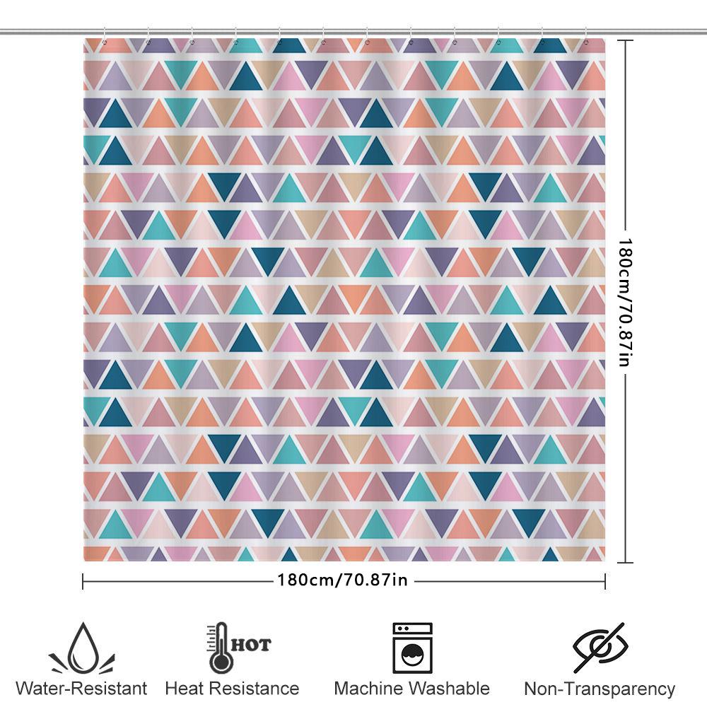 Colorful Triangle Shower Curtain, Bath Decor, Polyester Fabric Perfect For Bathroom Accessories! (Model: Q105)