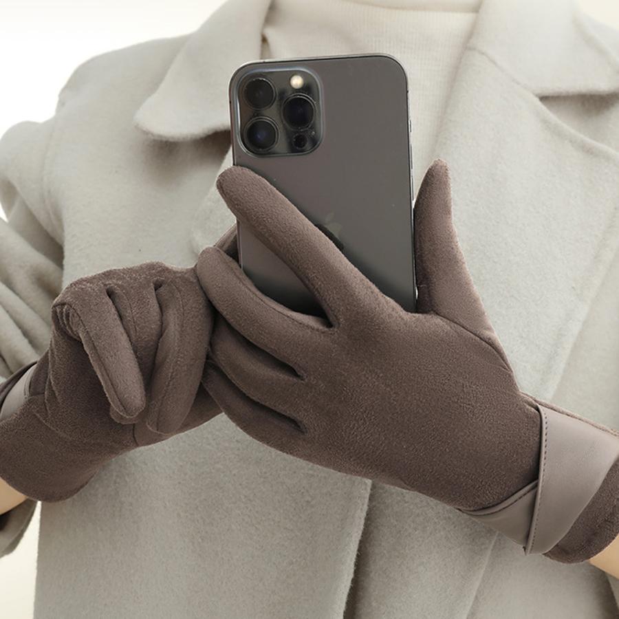 Warm gloves for women in winter, fashionable and simple temperament,  anti cold touch screen riding windproof gloves