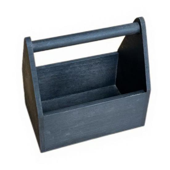 Scatola portaoggetti con manico, grande capacità, design aperto e portatile, texture legno, organizer durevole, per scrivania e souvenir
