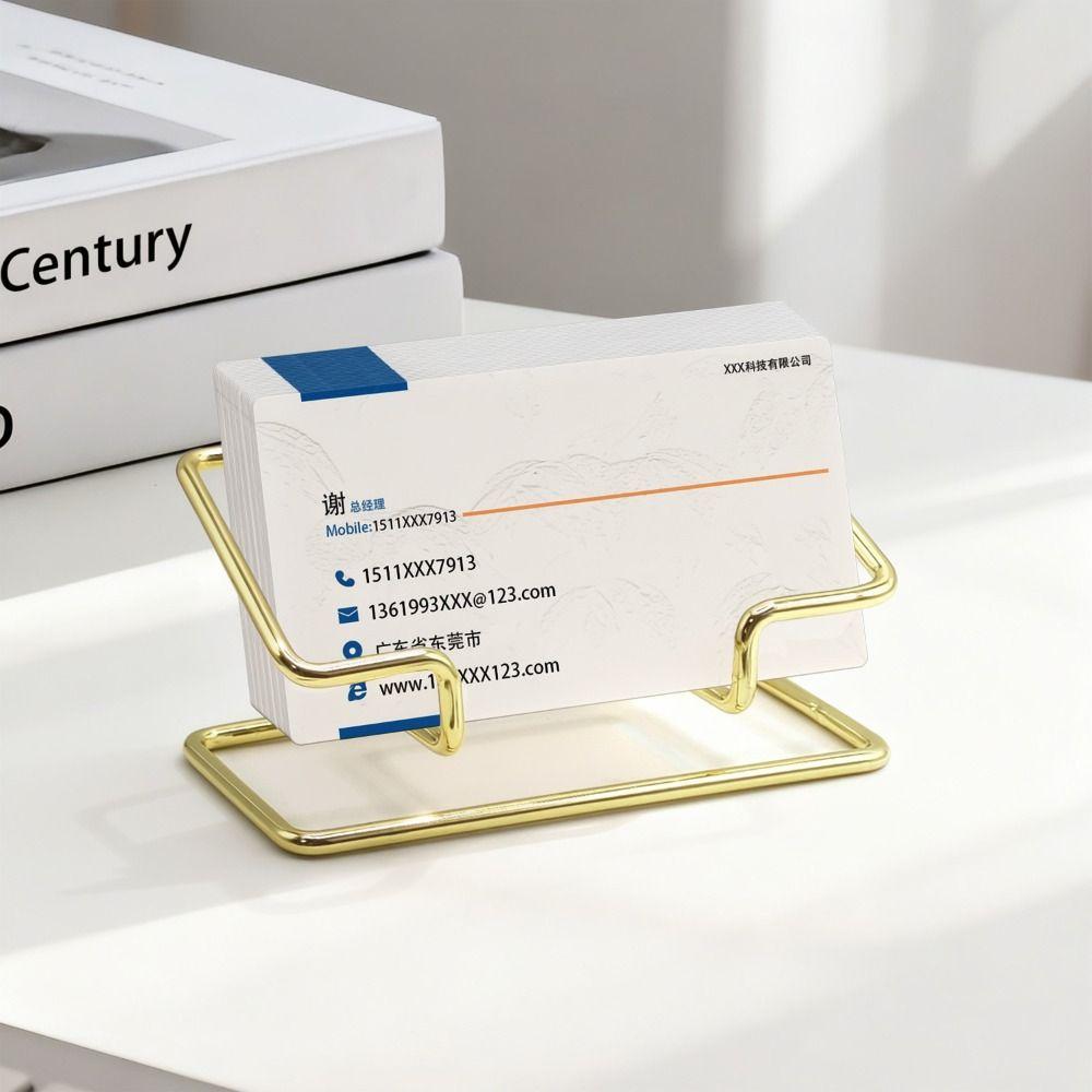 Iron Business Card Holder Tabletop Metal Name Card Rack Portable Card Organizer  Hotel Reception