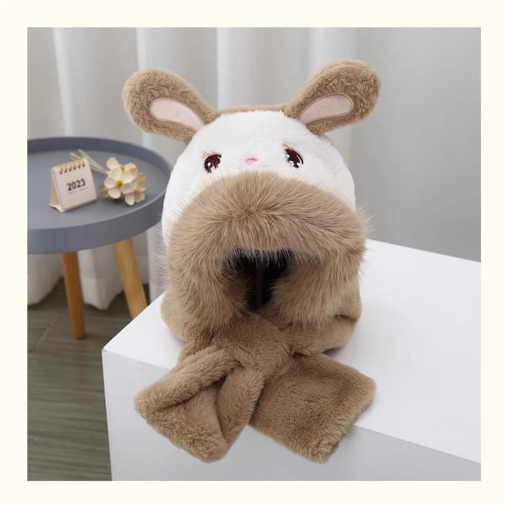 Cartoon Baby Hat With Scarf Windproof Beanie Hat Scarf Fashion Scarf Set Hooded  Children