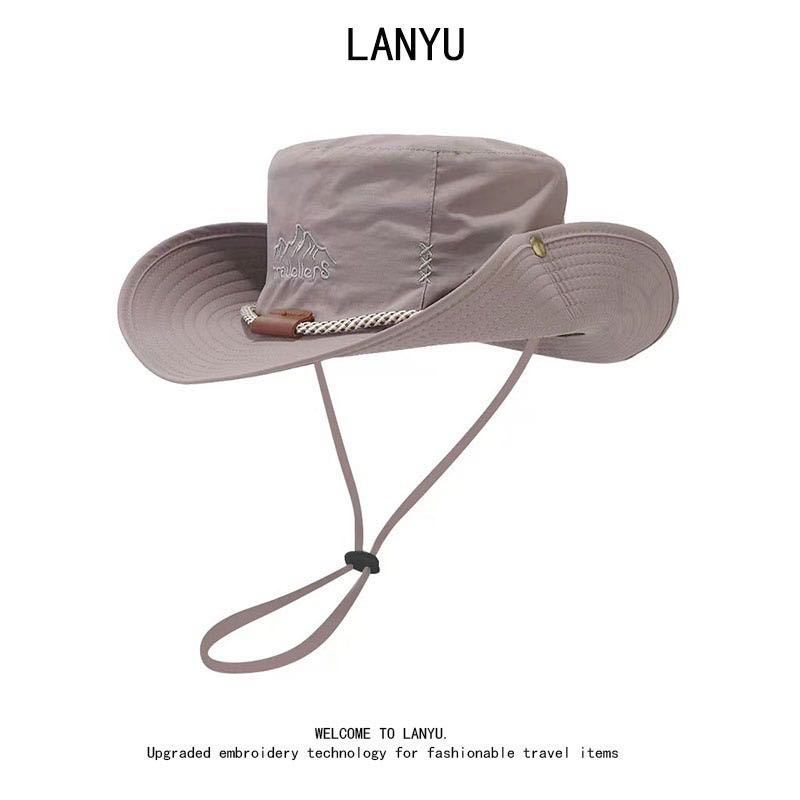 Sunscreen bucket hat men's big head circumference hat men's summer outdoor climbing sun hat climbing hat cowboy hat new