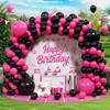 Hot Pink Balloons Arch Kit Rose Pink Black Balloon Garland Birthday Party Baby Shower Valentine Wedding Anniversary Decoration