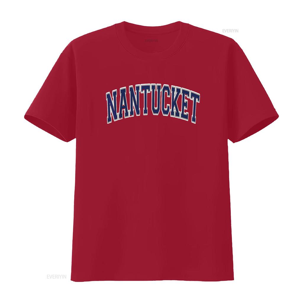 Mens Nantucket Arched Dark Blue Text T Shirt vintage Washed Breathable graphic Slightly Soft Top For Everyday Wear Casual