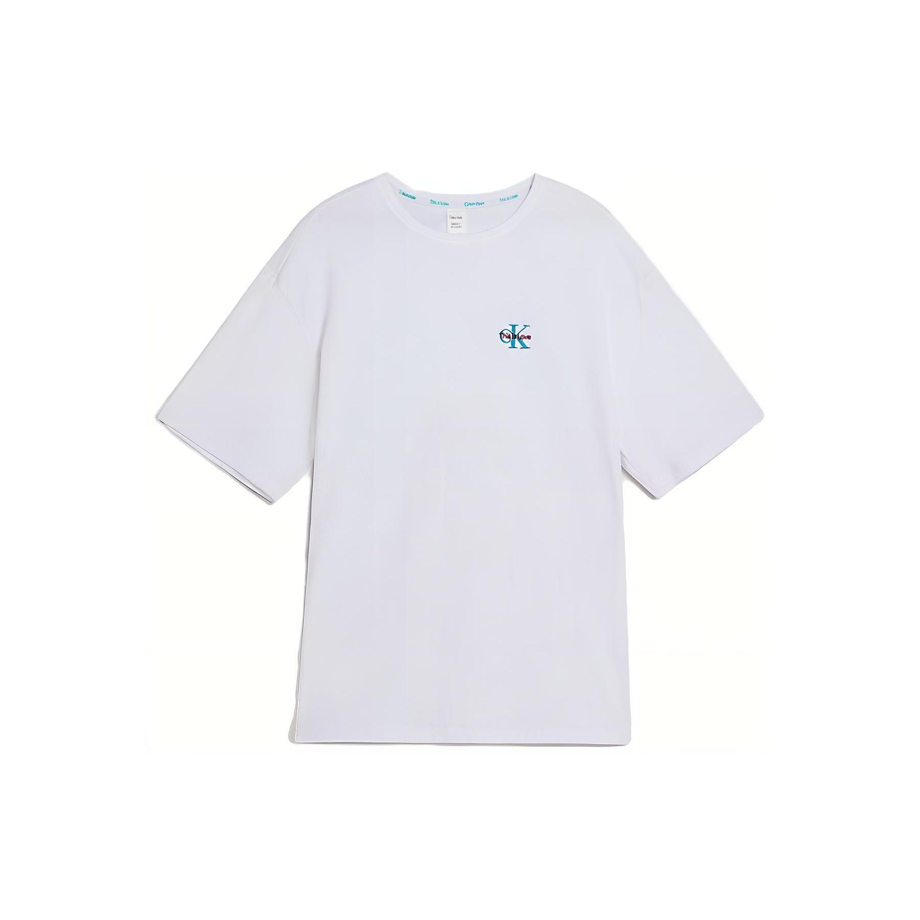 Calvin Klein Solid Color Round Neck Letter Print Fitted Short Sleeve Regular T-Shirt Men Tops White NM2418E-100 XL