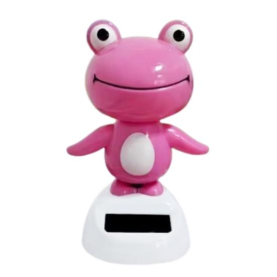 Bobble Head Green Frog Decoration Solar Powered Shaking Head Frog Car Dashboard Ornament Educational Cartoon Animal Toy