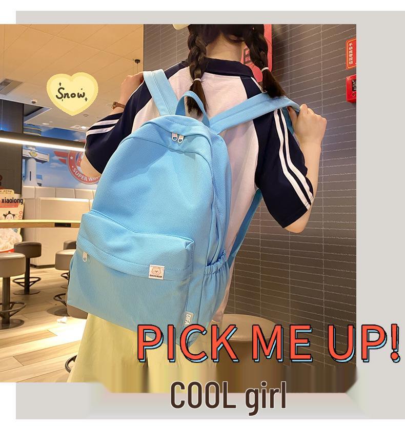 Japanese-Style Cute Solid Color Backpack for Girls and Women, Korean Version, Large Capacity for Middle and High School Students