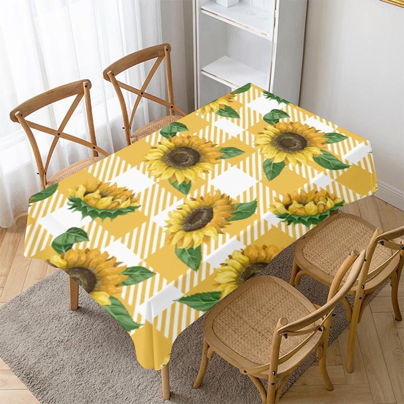 Modern Sunflower Printing Tablecloth Dust Proof Rectangular Table Covers Home Dining Tea Table Decoration