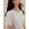 INMAN French Lace Hollow Embroidery Short Sleeve Shirt
