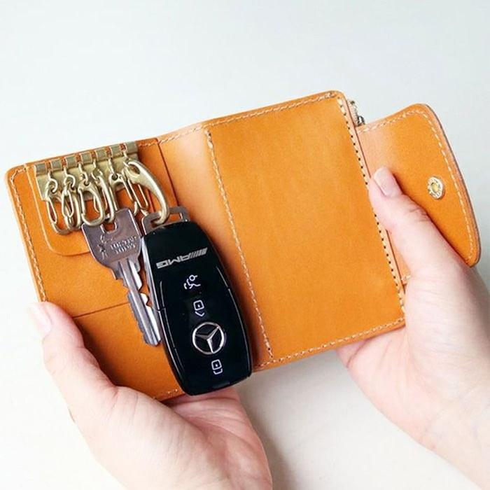 Porcorosso Key Case with Coin Purse, Men's Genuine Leather 6-Key, Tochigi Leather, Key Holder, Smart Key, Made in Japan, Women's Leather