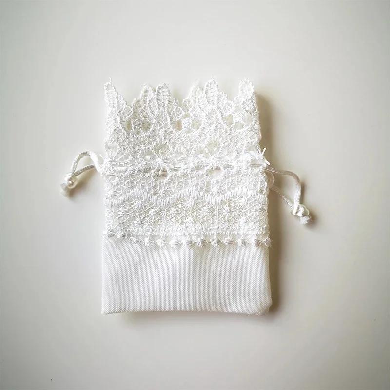 

Birthday Candy Packaging Bag 10Pcs Lace Wedding Candy Bag European Brocade Bag Drawstring Embroidery Souvenir Gift Bag Jewelry 10Pcs белый