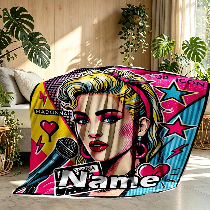 Custom Name Personalized Marilyn Monroe Print Blanket, Home Decor, Bedroom, Sofa, Camping, Couch, Gifts for Birthday Christmas