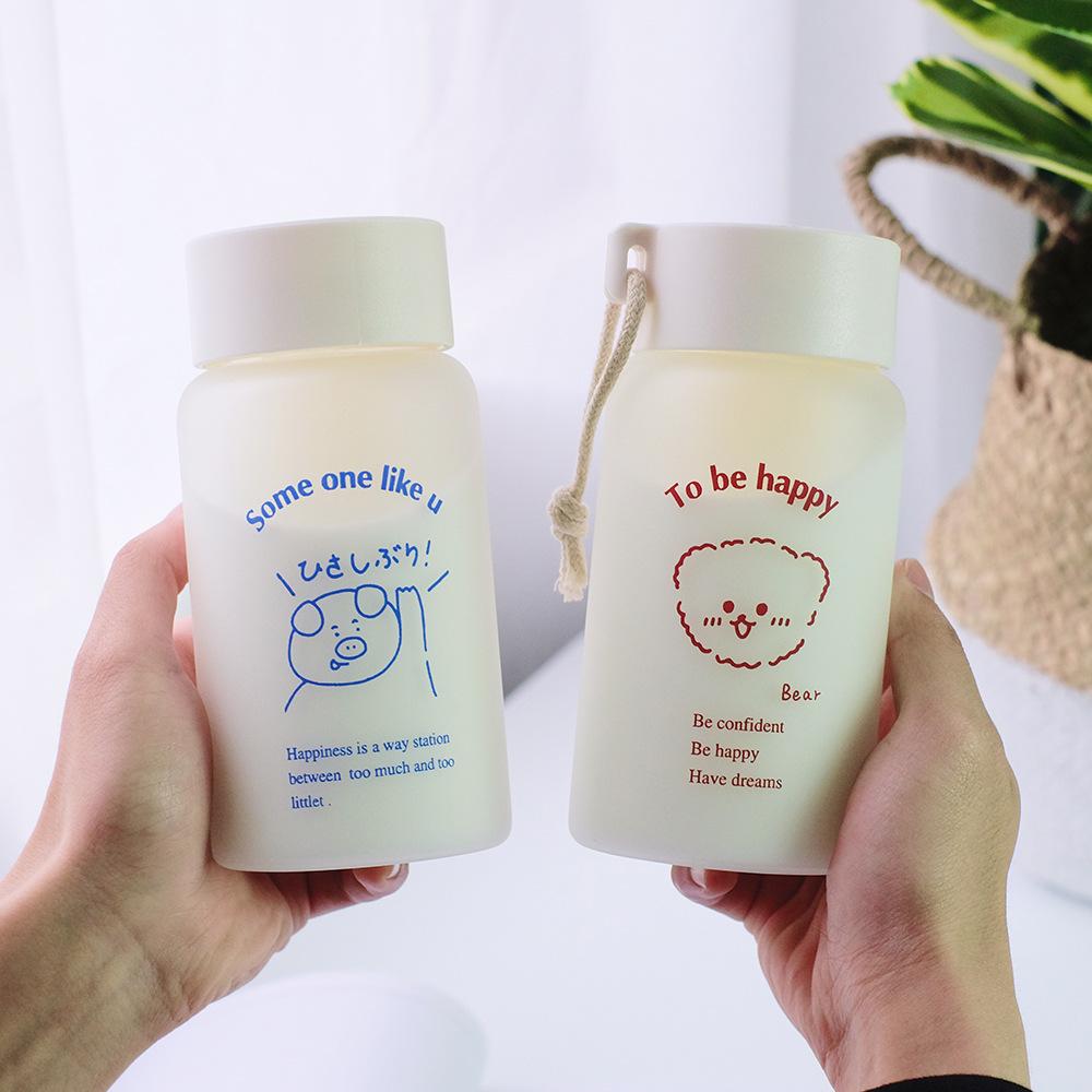 New Style Cartoon Frosted Glass Cup Portable Outdoor Creative Milk Cup Borosilicate Glass Tumbler less