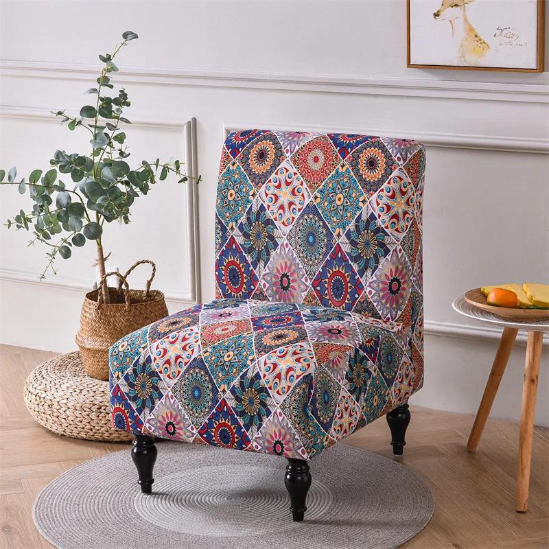 Nordic Armless Chair Cover Stretch Spandex Accent Dining Chair Covers Nordic Sofa Slipcovers for Living Room Christmas Decor