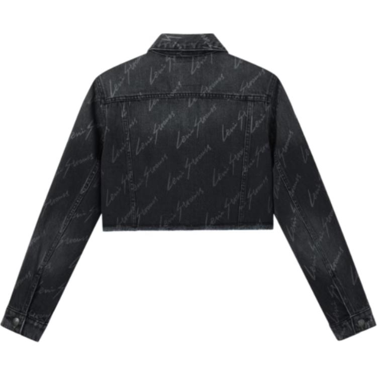 Levis FW24 Denim Wanderer Series Logo Letter All-Over Print Button Badge Long Sleeve Jacket Women Jackets Black 001C8-0000