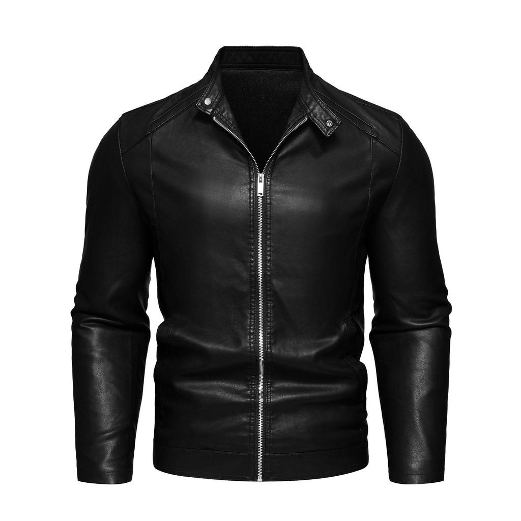Men's Stand Collar PU Leather Motorcycle Jacket - Spring/Autumn Style
