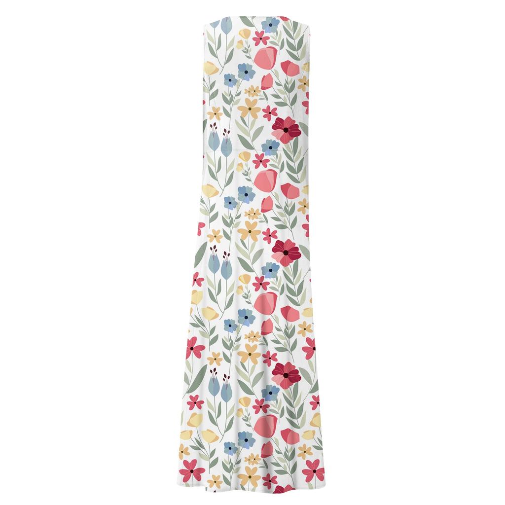 Women's Casual Comfortable Floral Print Sleeveless Cotton Pocket Dress