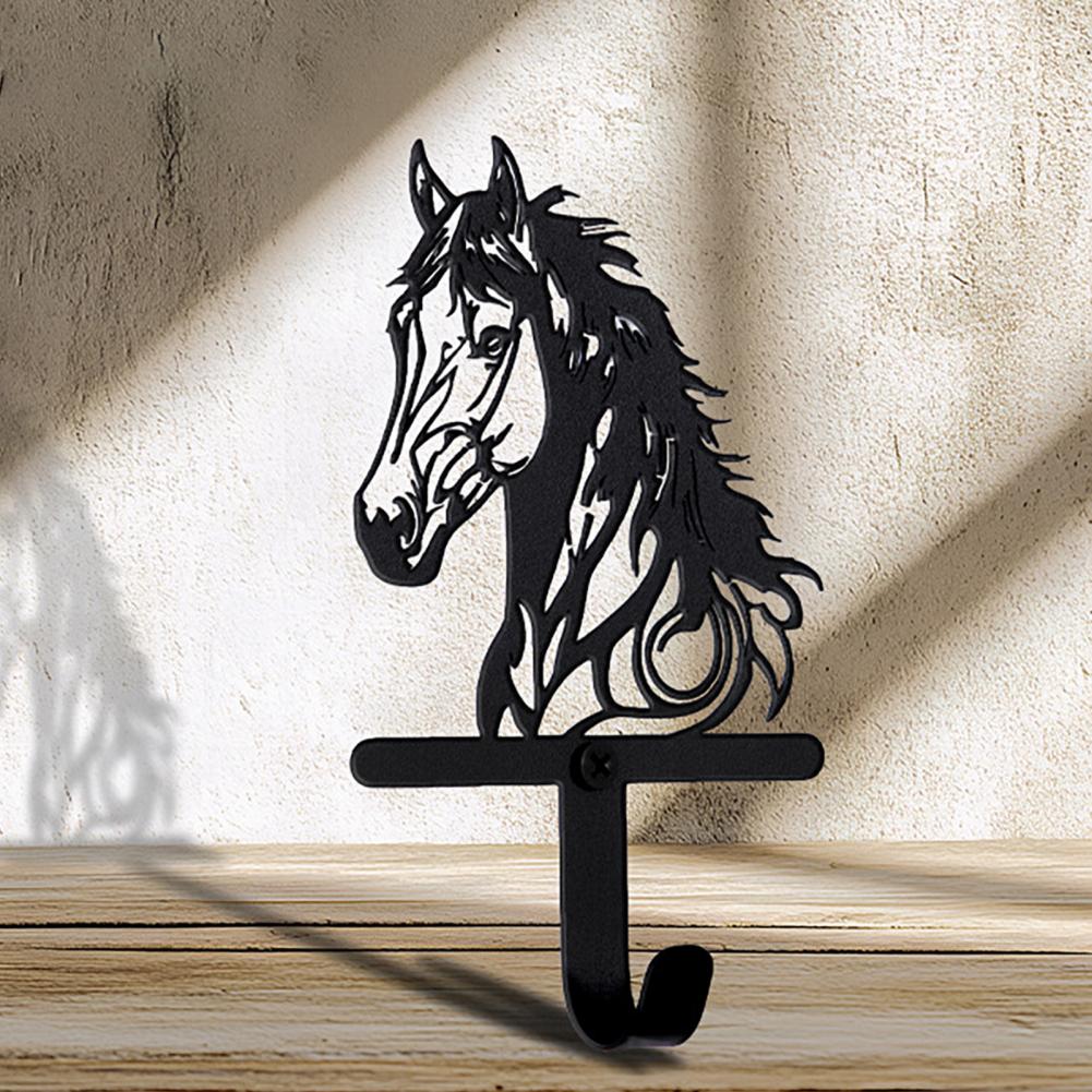 Hat Hook Wall Mount Multi Functional Wall Hanger Horse Silhouette Wall Mounted Iron Hook Black Horse Walls Hooks coats