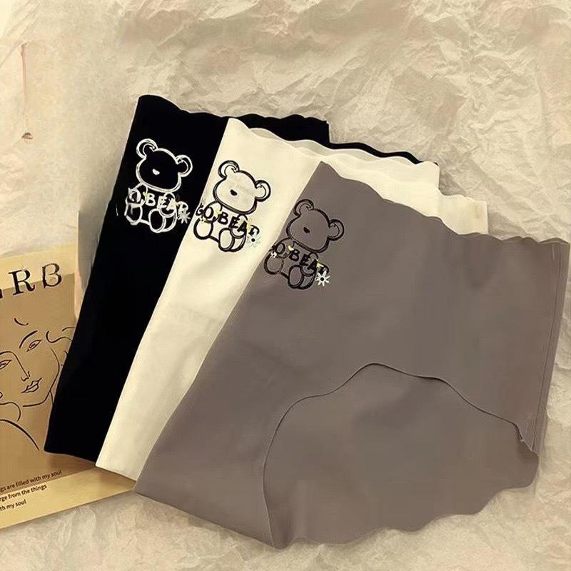 Damskie cienkie falowane bezszwowe majtki z jedwabiu lodowego oddychające szybkoschnące wzory drukowane z czystej bawełny w kroku damskie majtki